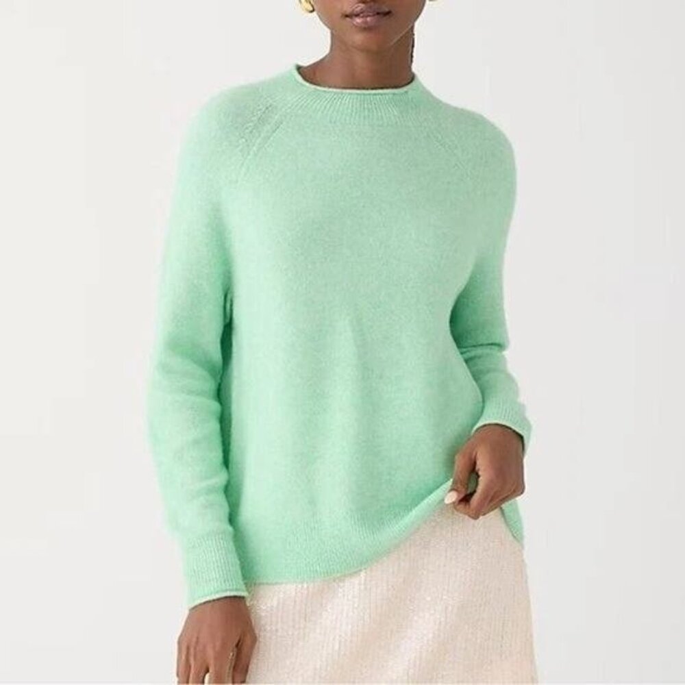 J.Crew Rollneck Sweater Heather Blade Mint Green Merino Wool Alpaca Blend Size M